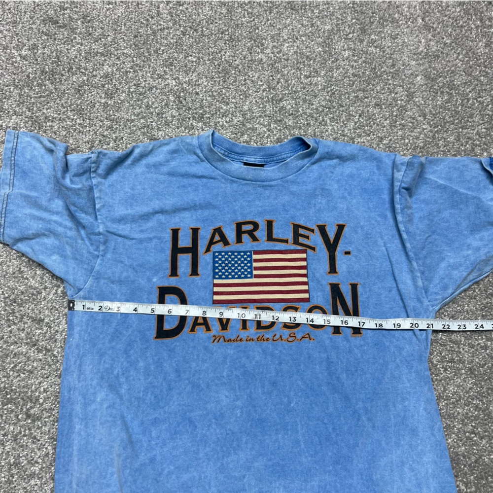 Vtg Harley Davidson Shirt Mens Large Blue Acid Wash Michigan Flag 90s 1998 Bike - Picture 3 of 7
